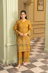 2 Piece: Coco Print By Marooj Mustard Lawn Suit