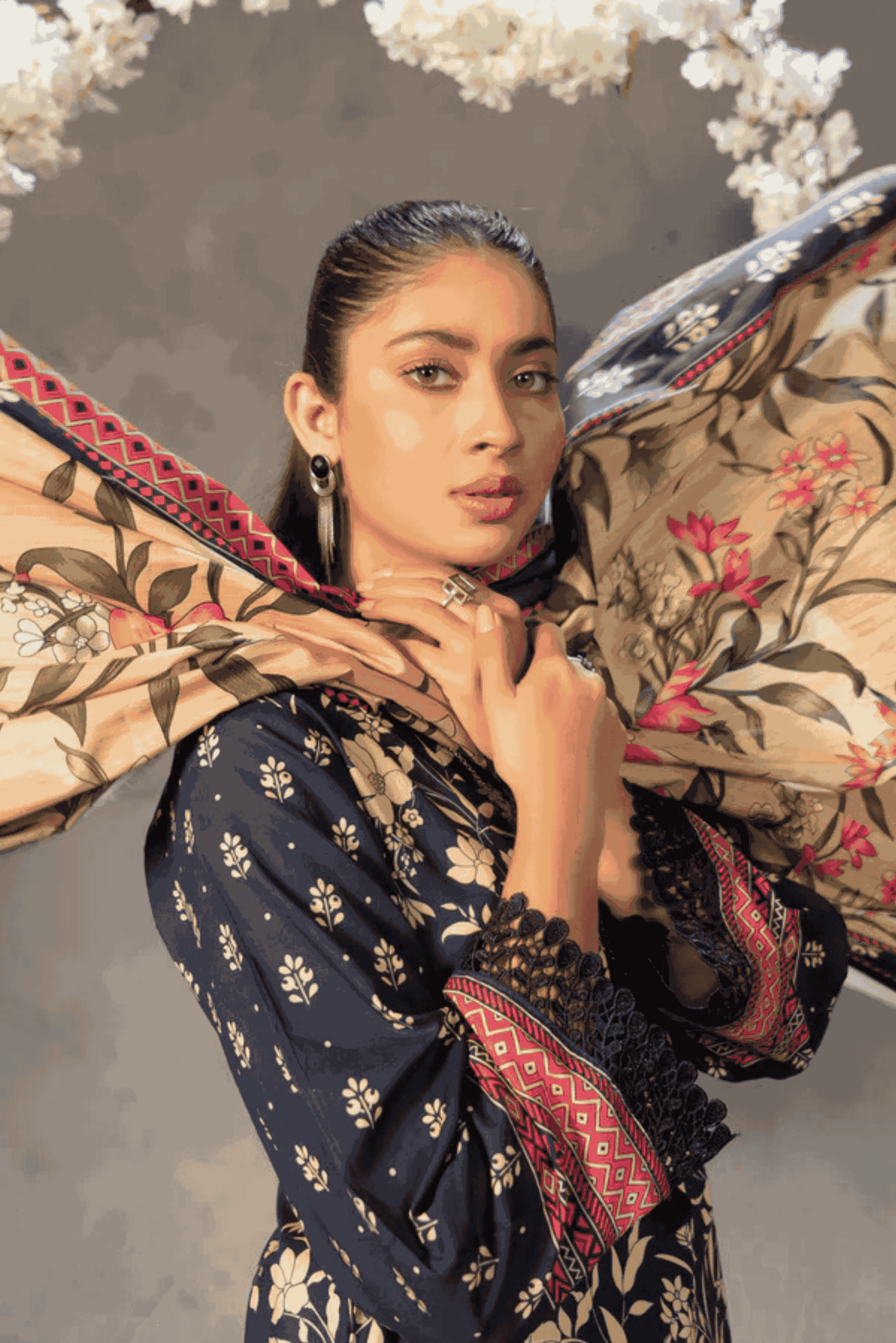 3 Piece - Mahi Unstitched Blue Ladies Transliminor Magic Print Lawn Suit