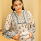 2 Piece: Coco Print By Marooj White Blue Lawn Suit
