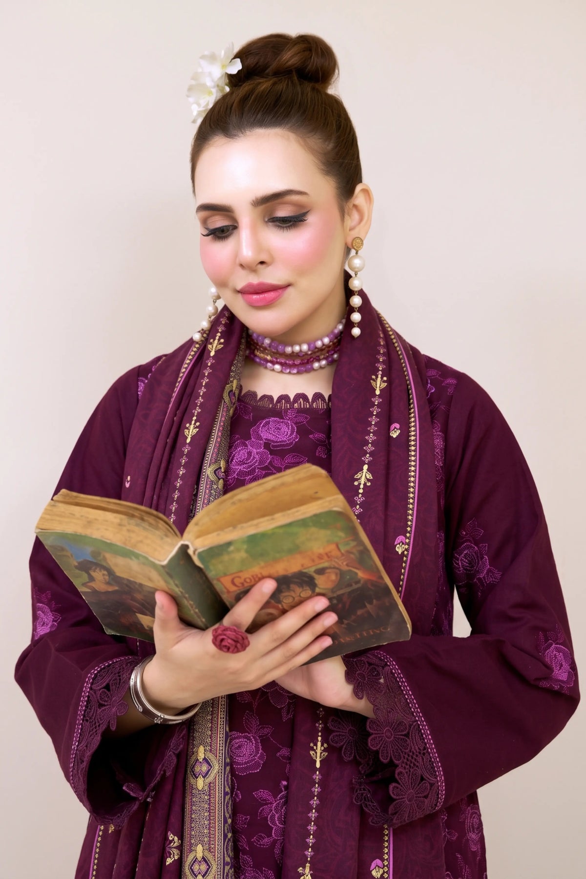 3 Pieces - Marooj Luxury Embroidered Unstitched Maroon Karandi Ladies Suits