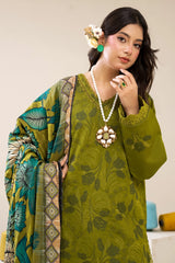 3 Pieces - Marooj Luxury Embroidered Unstitched Mehndi  Karandi Ladies Suits