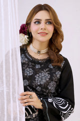 3 Pieces - Marooj Luxury Embroidered Unstitched Black Karandi Ladies Suits