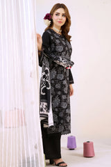 3 Pieces - Marooj Luxury Embroidered Unstitched Black Karandi Ladies Suits