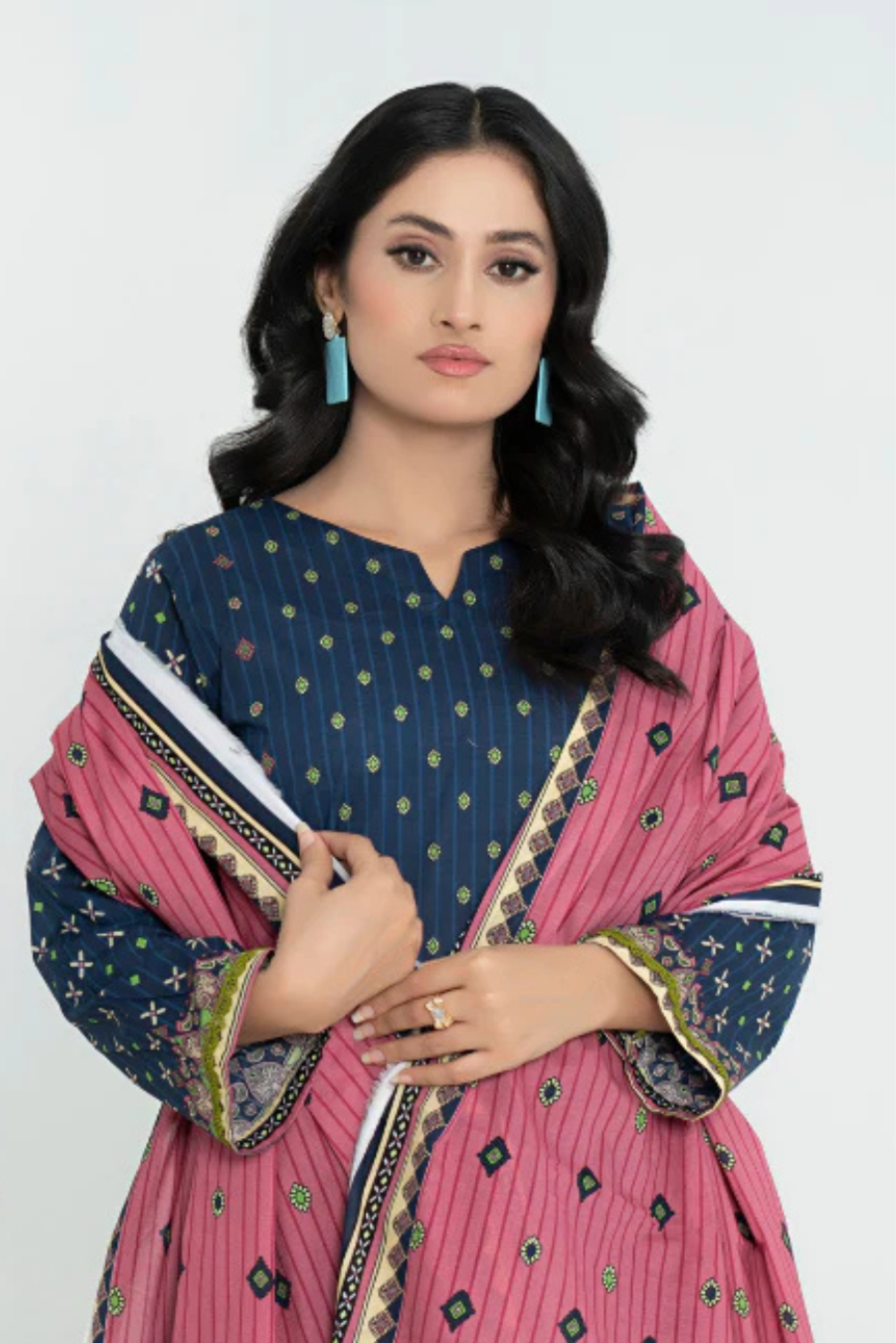 3 Piece - Junoon Unstitched Navy Ladies Print Lawn Suit