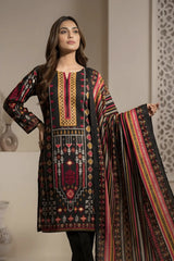 3 Pieces - Marooj Unstitched Jet Black Transliminor Magic Print Lawn Suit