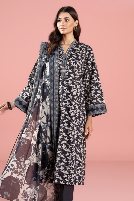 3 Pieces - Sapphire Unstitched Black Printed Lawn Suit