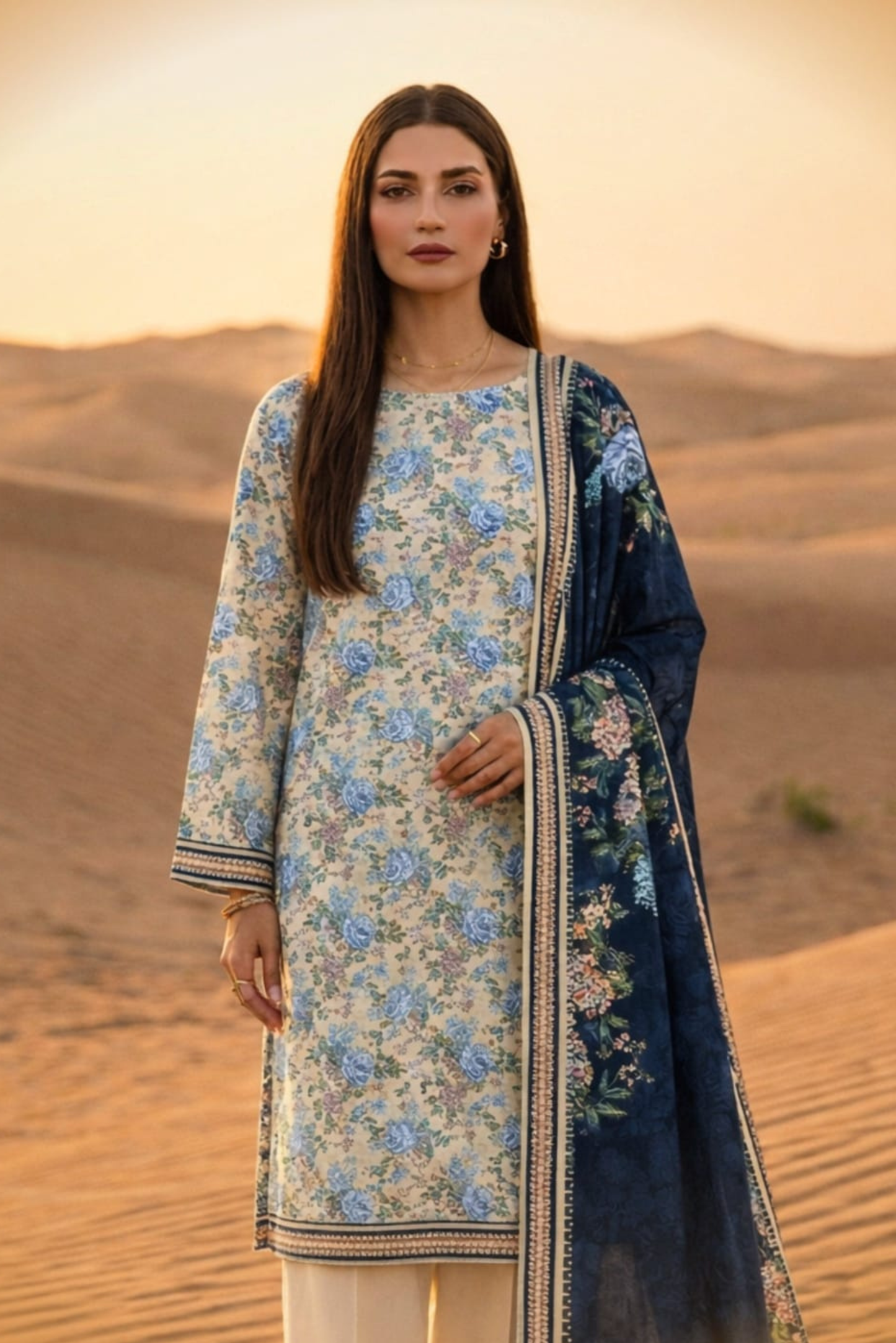 3 Pieces - Janan Unstitched Off White Printed Lawn Suit