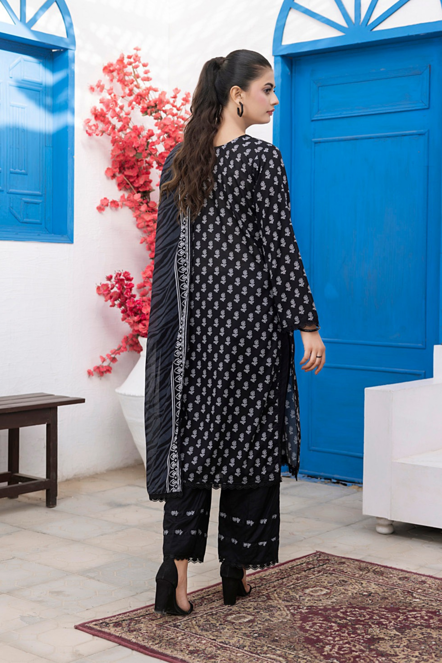 3 Pieces - Regalia Unstitched Black Print Lawn Suit