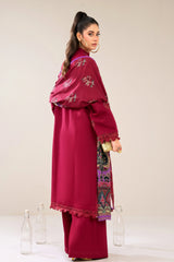 3 Pieces - Marooj Luxury Embroidered Unstitched Red  Karandi Ladies Suits