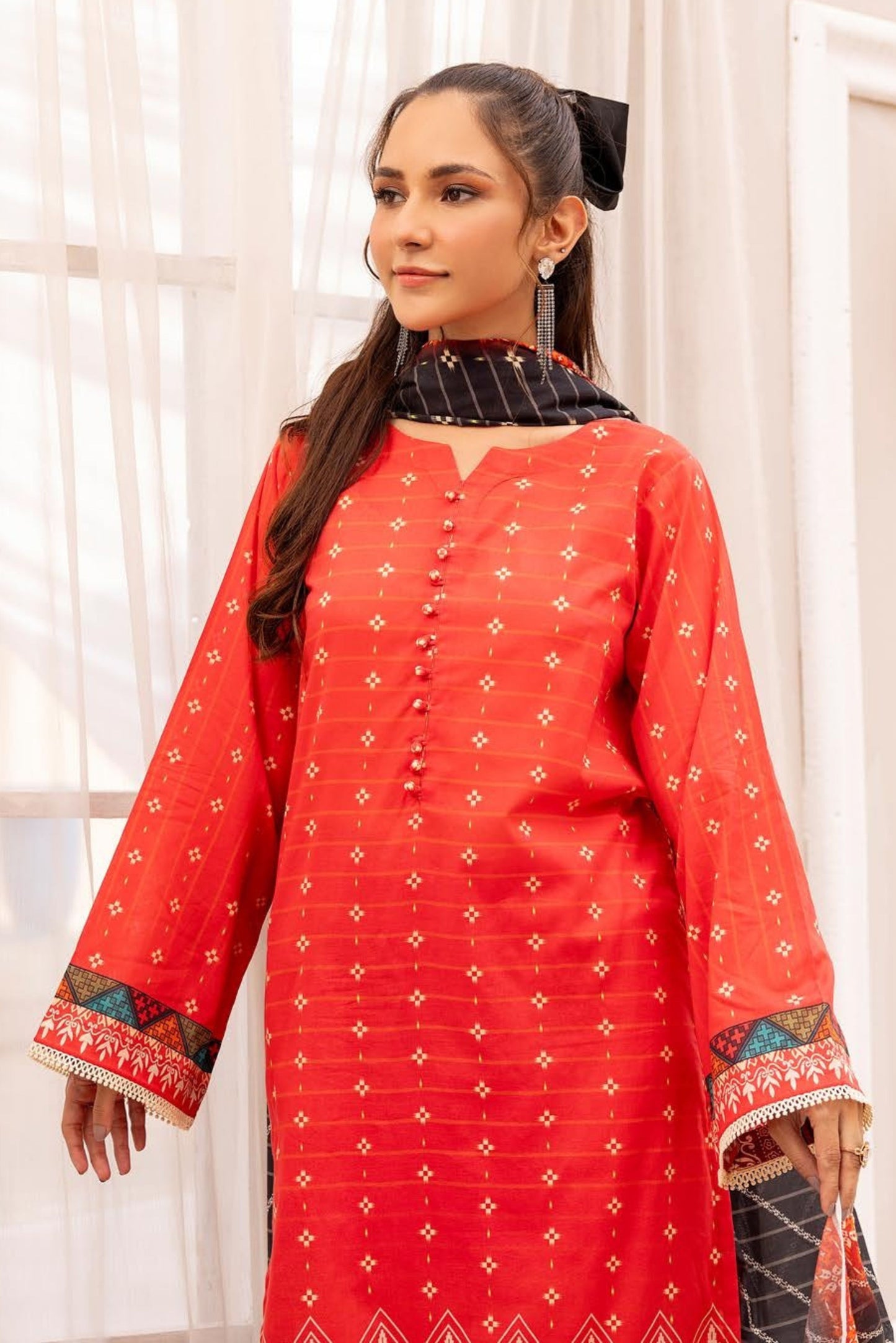 3 Pieces - Haya By Legends Unstitched Carrot Printed Lawn Suit