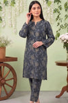 2 Piece- Sohni Dharti Unstitched Charcoal  Ladies Lawn Suit