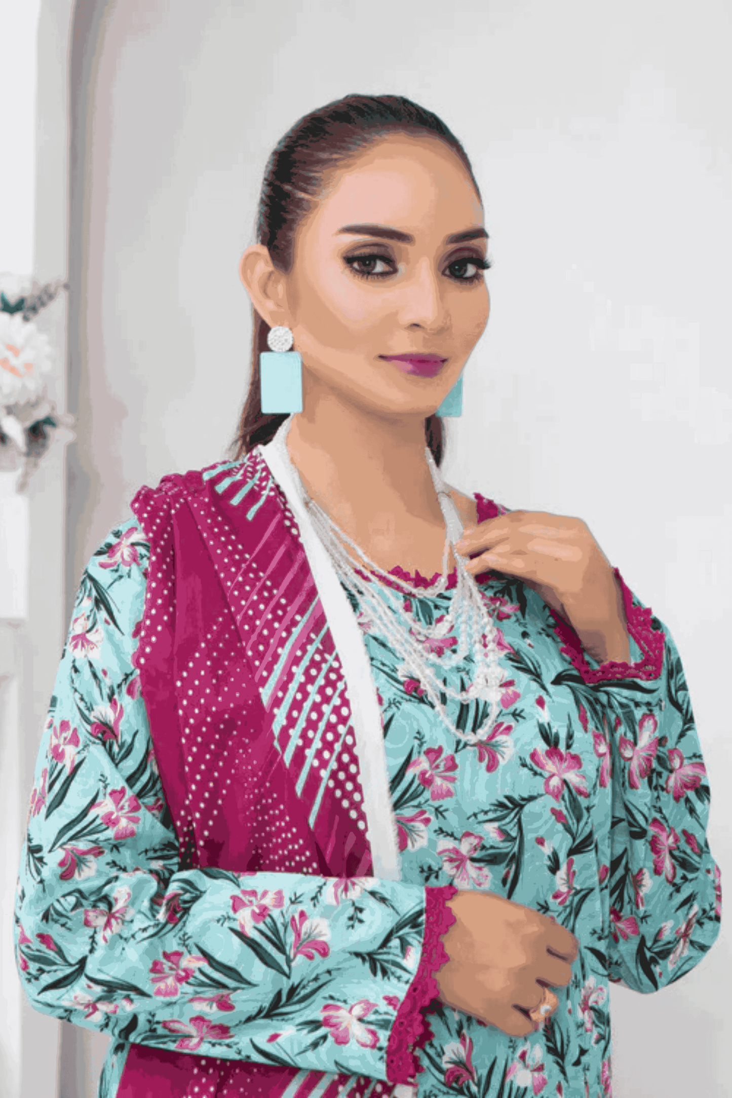 3 Piece - Mahi Unstitched Blue Ladies Print Lawn Suit