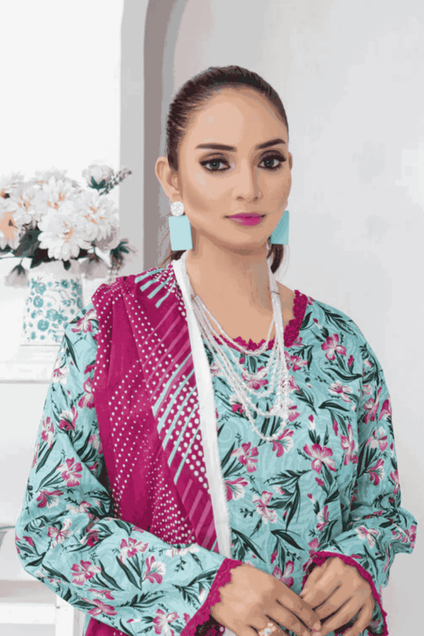 3 Piece - Mahi Unstitched Blue Ladies Print Lawn Suit