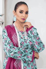 3 Piece - Mahi Unstitched Blue Ladies Print Lawn Suit