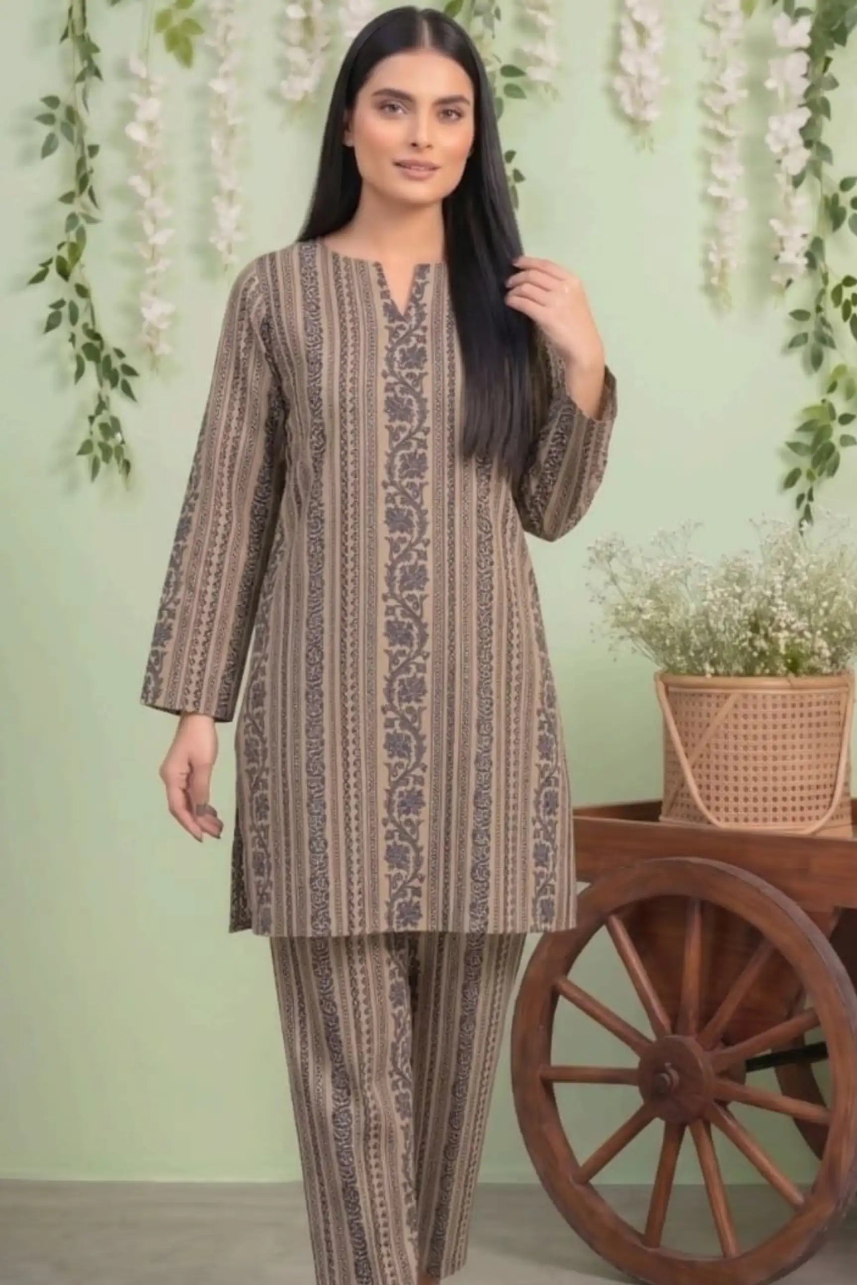 2 Piece- Sohni Dharti Unstitched Skin Ladies Lawn Suit