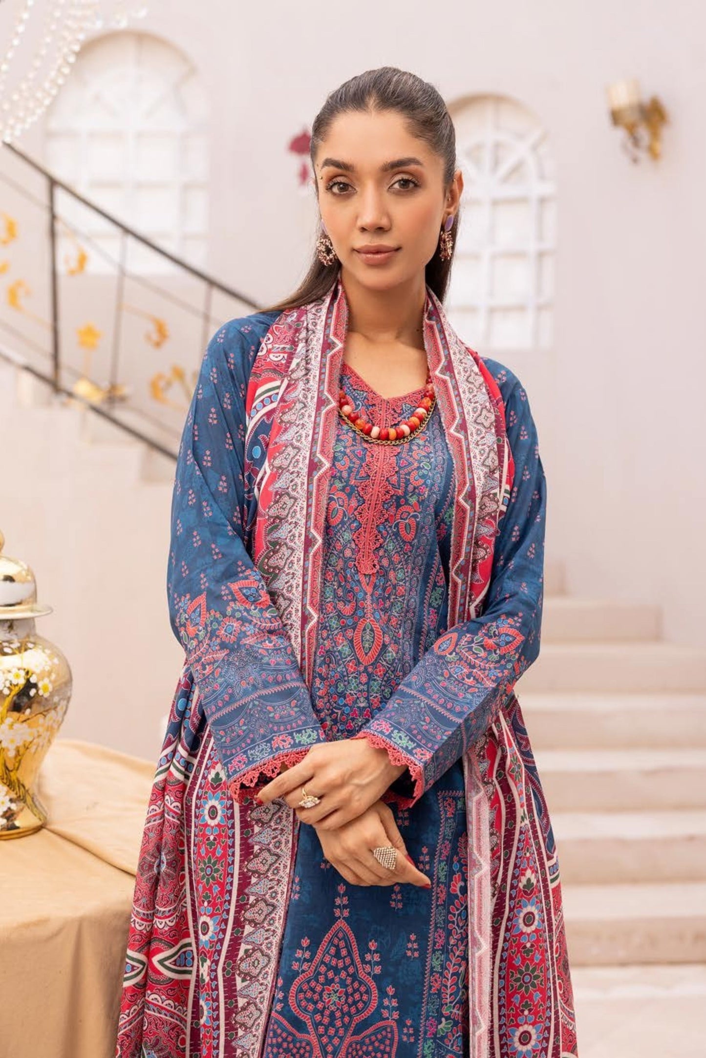 3 Pieces - Haya By Legends Unstitched Turkish Blue Printed Lawn Suit