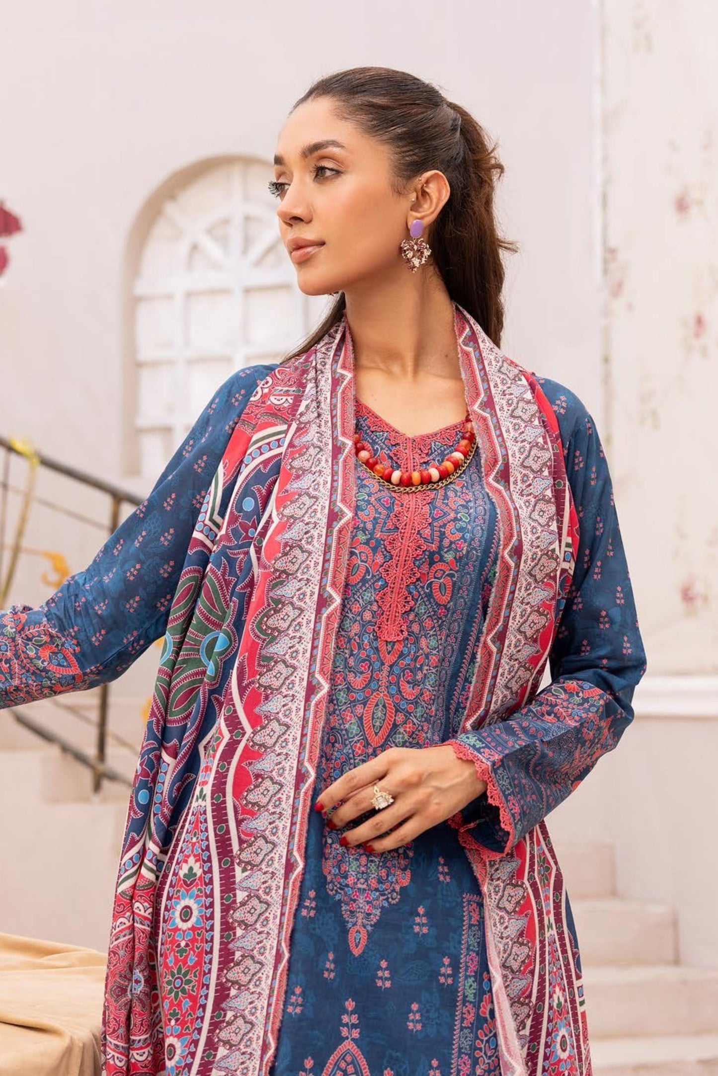 3 Pieces - Haya By Legends Unstitched Turkish Blue Printed Lawn Suit