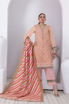 3 Pieces - Regalia Stitched Peach Printed Khaddar Suit