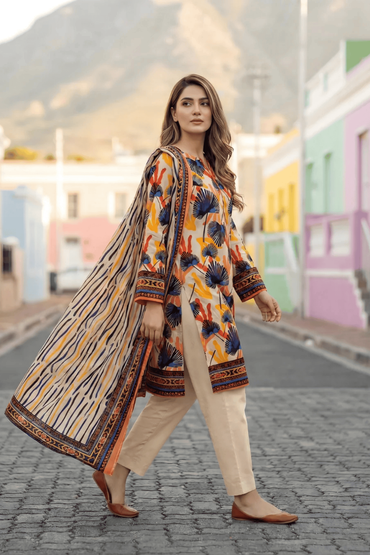 3 Pieces - Sohni Dharti Unstitched Skin Transliminar Magic Print Lawn Suit
