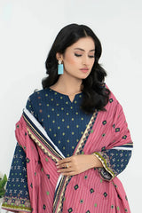 3 Piece - Junoon Unstitched Navy Ladies Print Lawn Suit