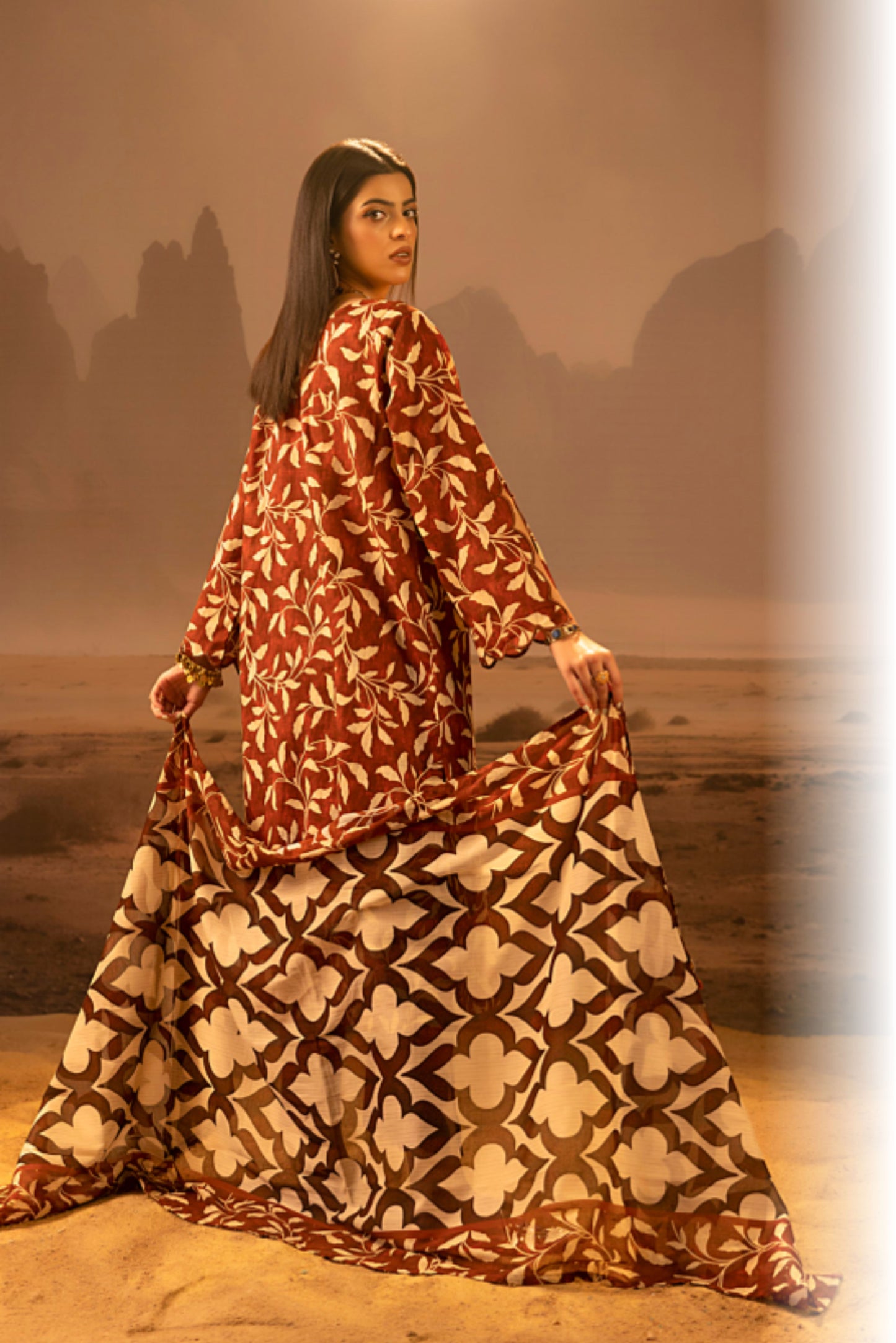 3 Pieces - Regalia Unstitched Maroon Mid Summer Cotton Suit