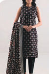3 Pieces - Saya Unstitched Black Printed Khaddar Suit