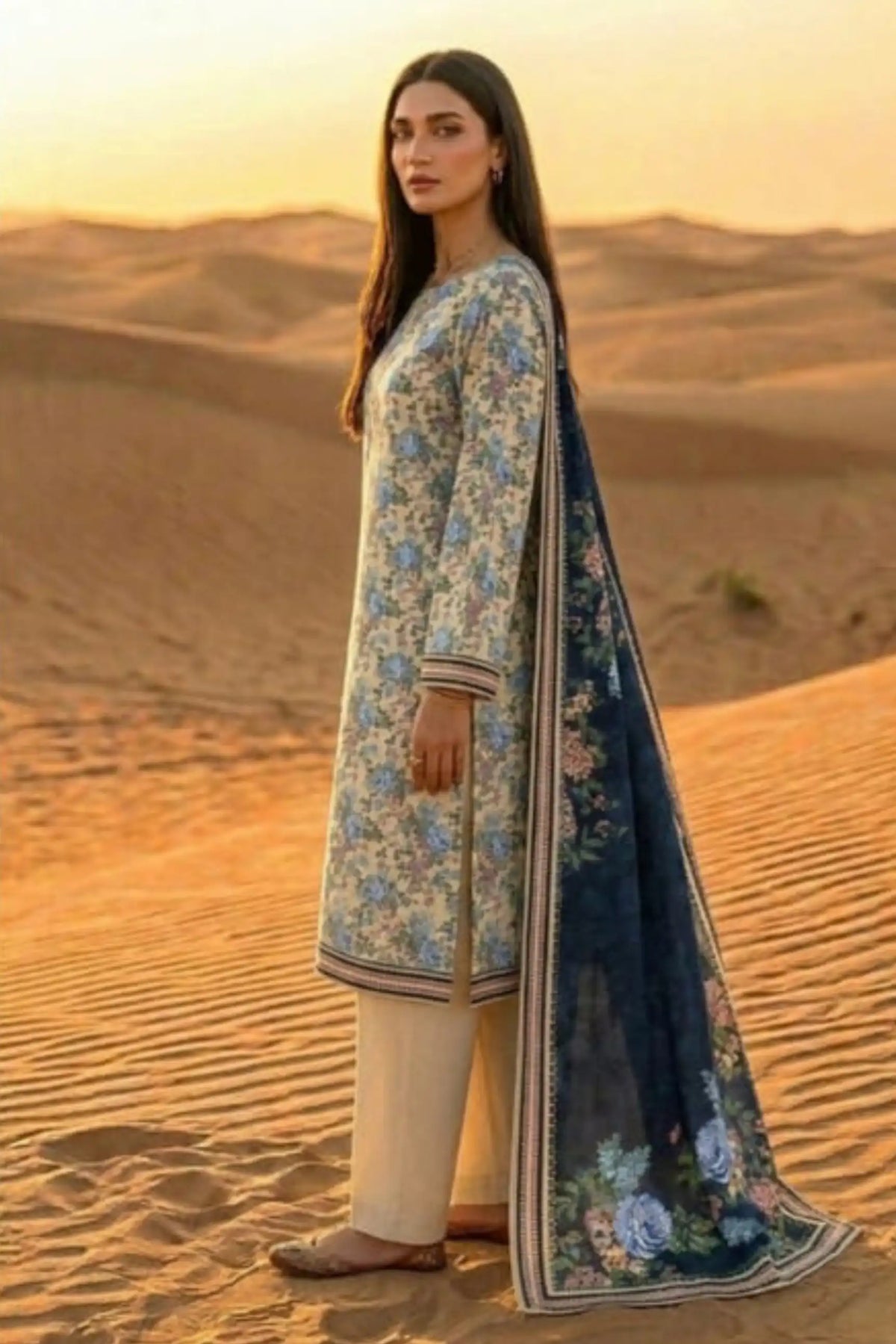 3 Pieces - Janan Unstitched Off White Printed Lawn Suit
