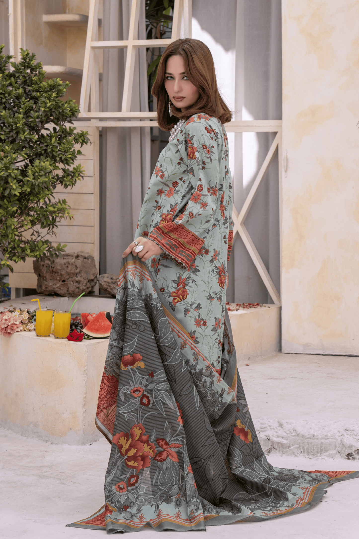 3 Pieces - Janan Unstitched Swap Green Printed Lawn Suit