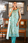 3 Pieces - Regalia Unstitched Green Bana Dora Lawn Suit