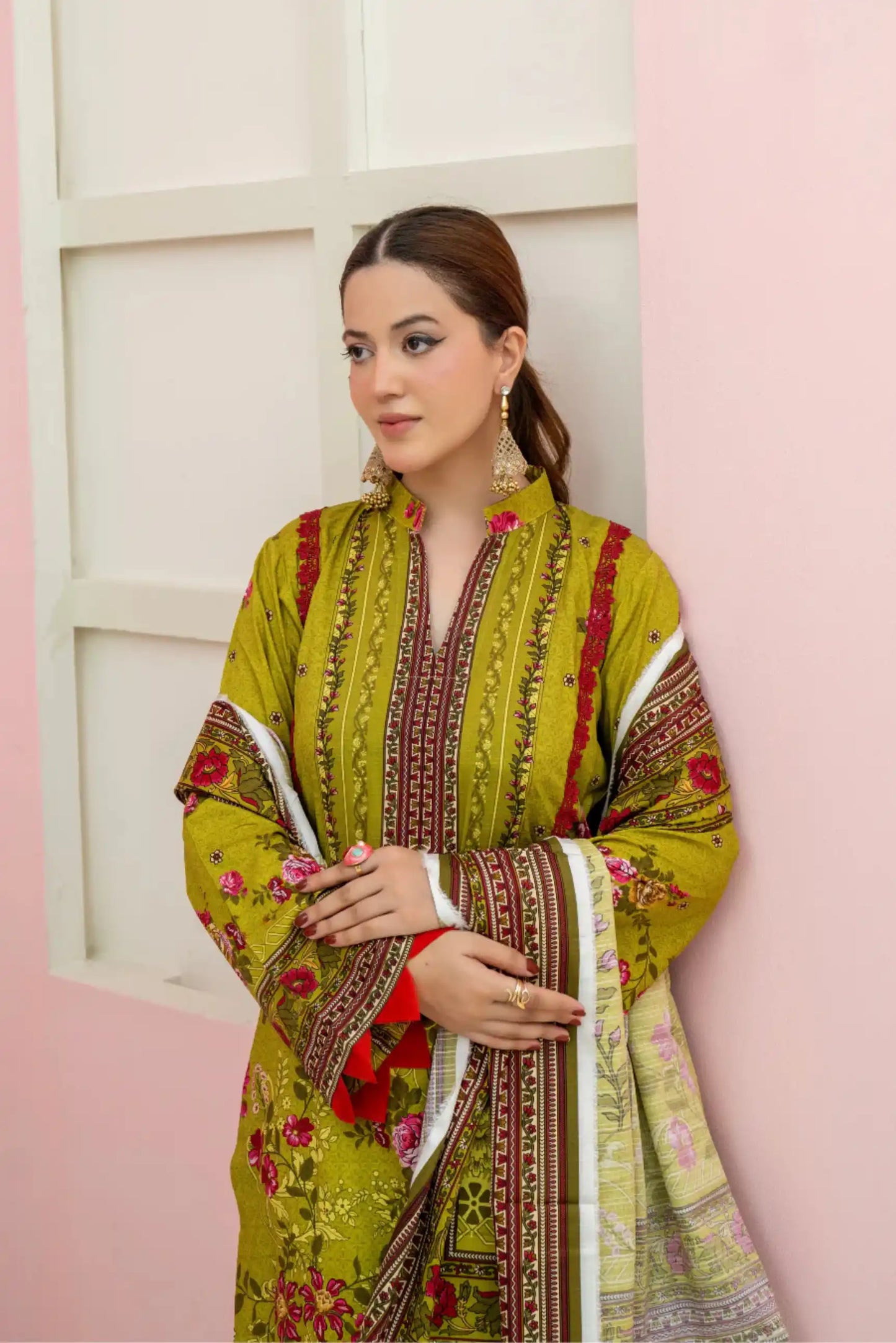 3 Pieces - Marooj Unstitched Parrot BanaDora Linen Suit