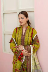 3 Pieces - Marooj Unstitched Parrot BanaDora Linen Suit