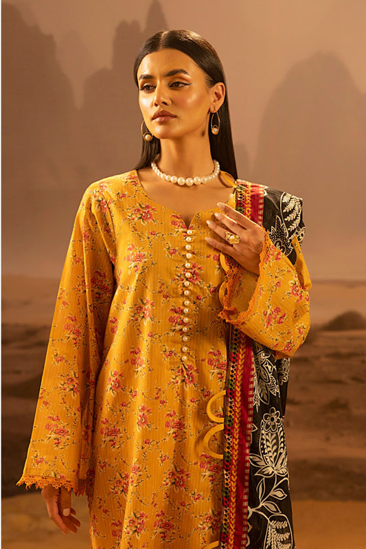 3 Pieces - Regalia Unstitched Mustard Mid Summer Cotton Suit