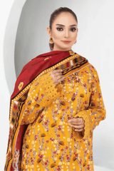 3 Piece - Mahi Unstitched Yellow Ladies Print Lawn Suit