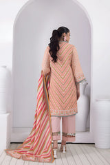 3 Pieces - Regalia Stitched Peach Printed Khaddar Suit