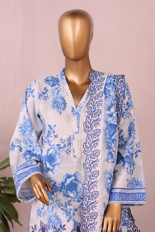 3 Pieces - Riwayat Unstitched White Embroidered Dupatta & Embroidered Shirt Suit