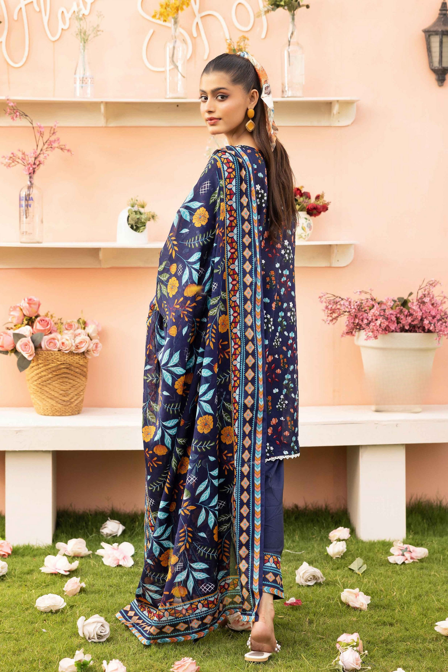 3 Pieces - Haya By Legends Unstitched Dark Blue Printed Lawn Suit