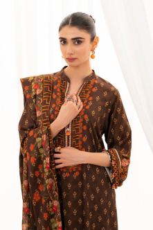 3 Pieces - Regalia Unstitched Brown Doriya Linen Suit
