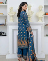 3 Piece - Marooj Unstitched Blue BanaDora Linen Suit