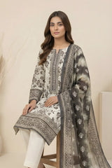3 Pieces - Marooj Unstitched Off White Transliminor Magic Print Lawn Suit