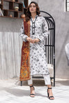 3 Pieces - Regalia Unstitched White Jscquard Cambric Suit