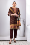 3 Pieces - Regalia Stitched Chocolate Printed Khaddar Suit