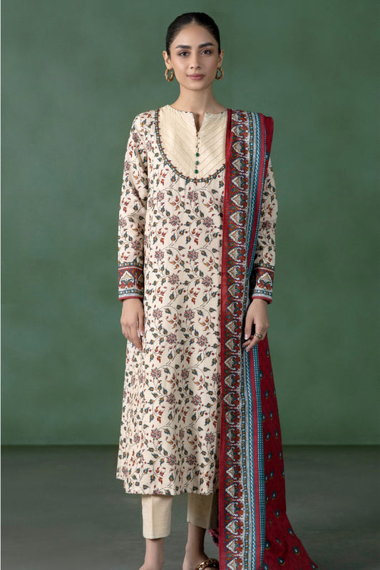 3 Pieces - Sapphire Unstitched Off White Printed Lawn Suit