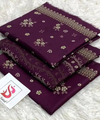 3 Pieces - Bin Saeed Unstitched  Dark Purple Ladies Lawn Suit