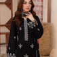 3 Piece - Gold Unstitched Black Embroidered Lawn Suit