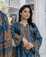 3 Piece - Marooj Unstitched Blue BanaDora Linen Suit