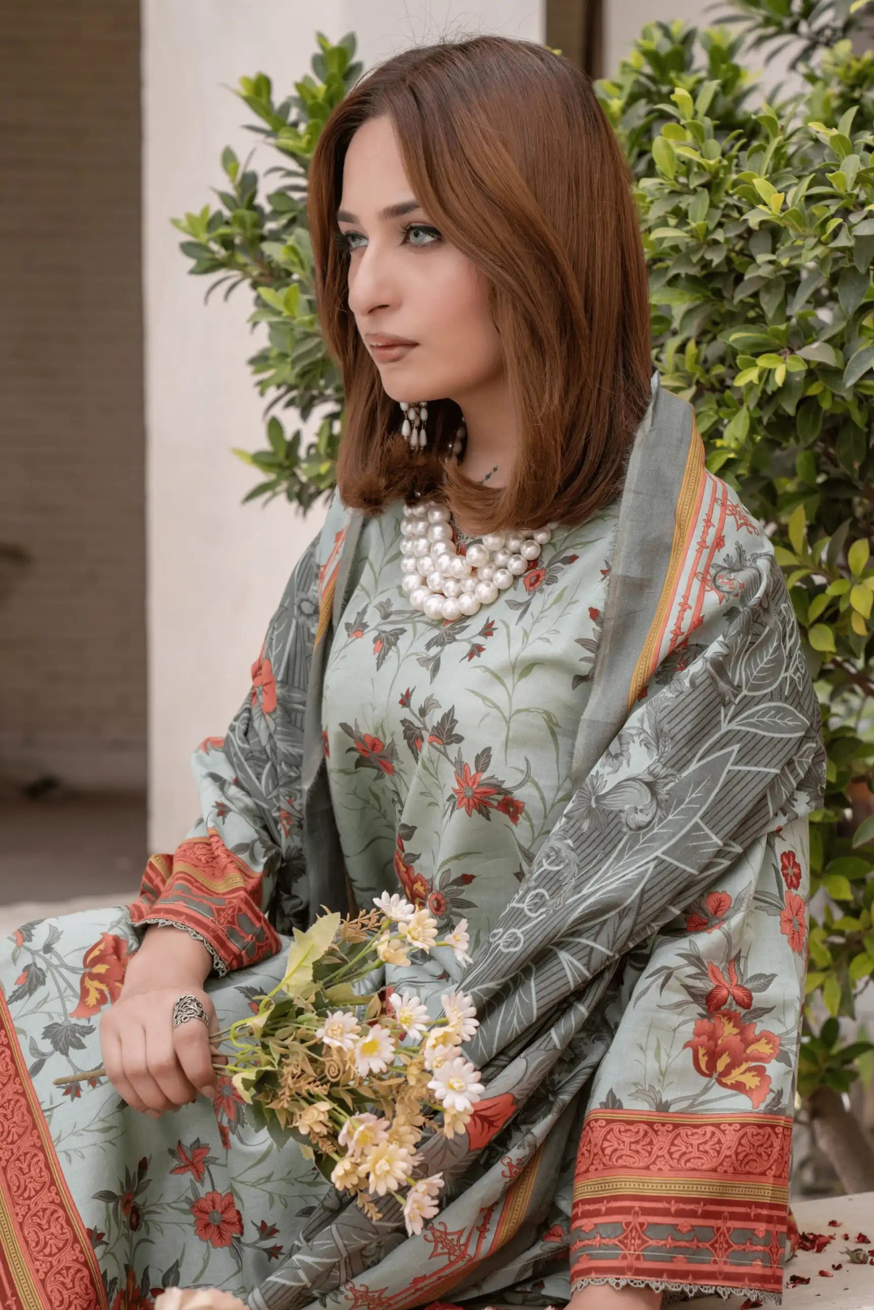 3 Pieces - Janan Unstitched Swap Green Printed Lawn Suit