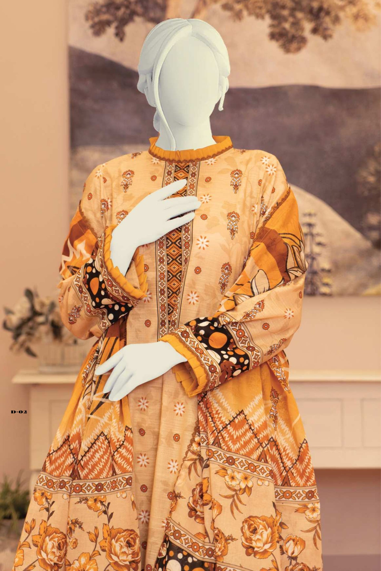 3 Pieces - Murashee Unstitched Pale Yellow Printed Lawn Suit