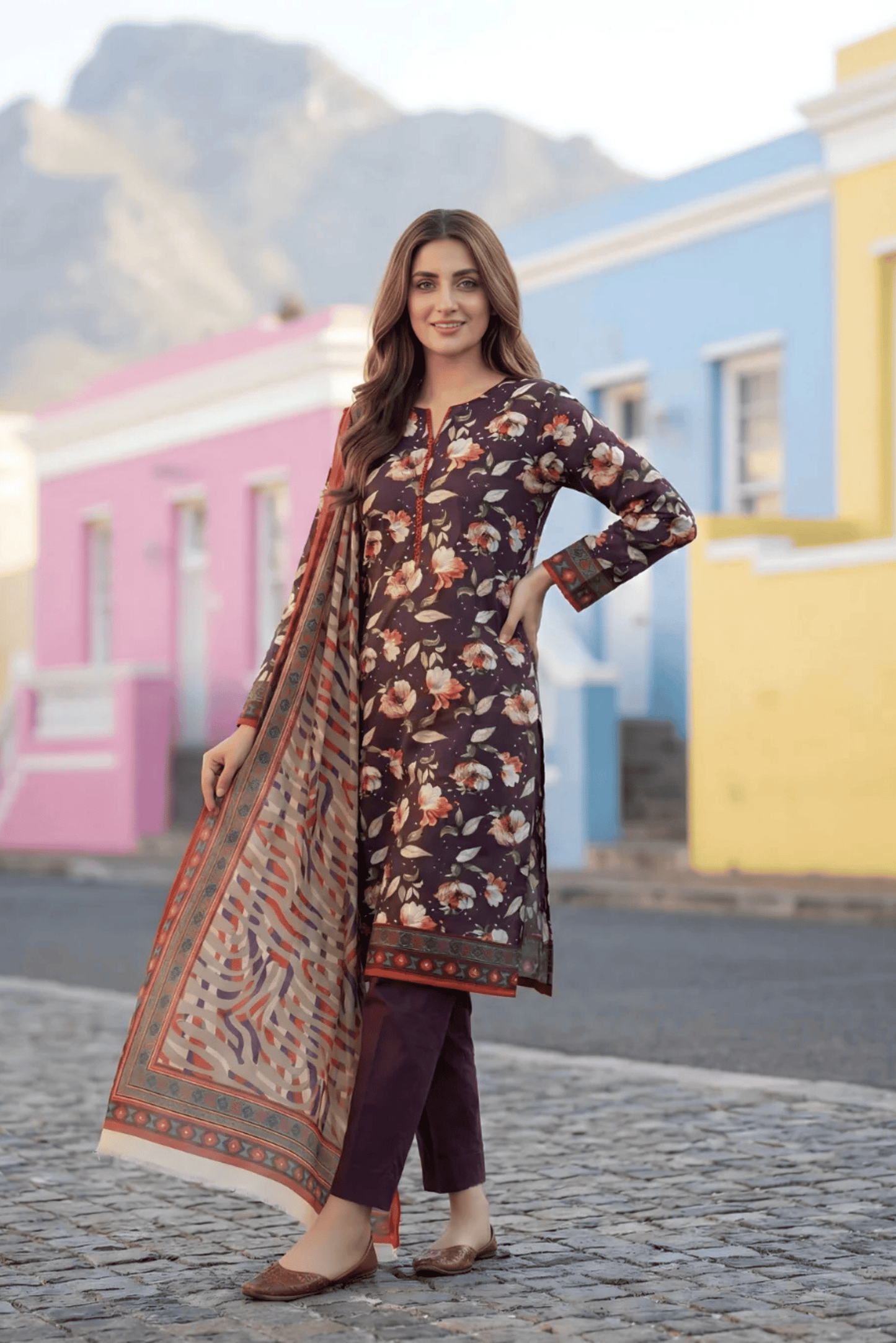 3 Pieces - Sohni Dharti Unstitched Purple Transliminar Magic Print Lawn Suit