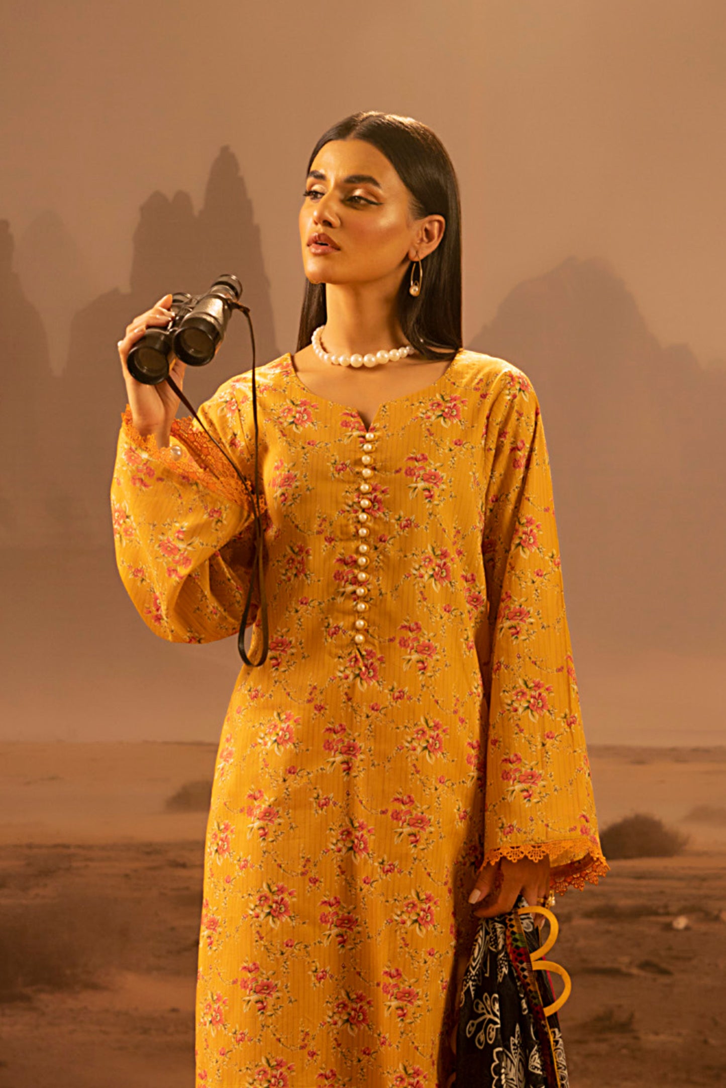 3 Pieces - Regalia Unstitched Mustard Mid Summer Cotton Suit