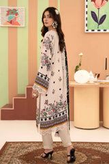 3 Pieces - Raabi  Unstitched Skin Printed Ladies Linen Suit
